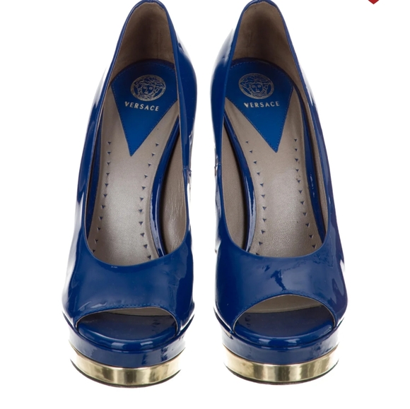 blue versace heels